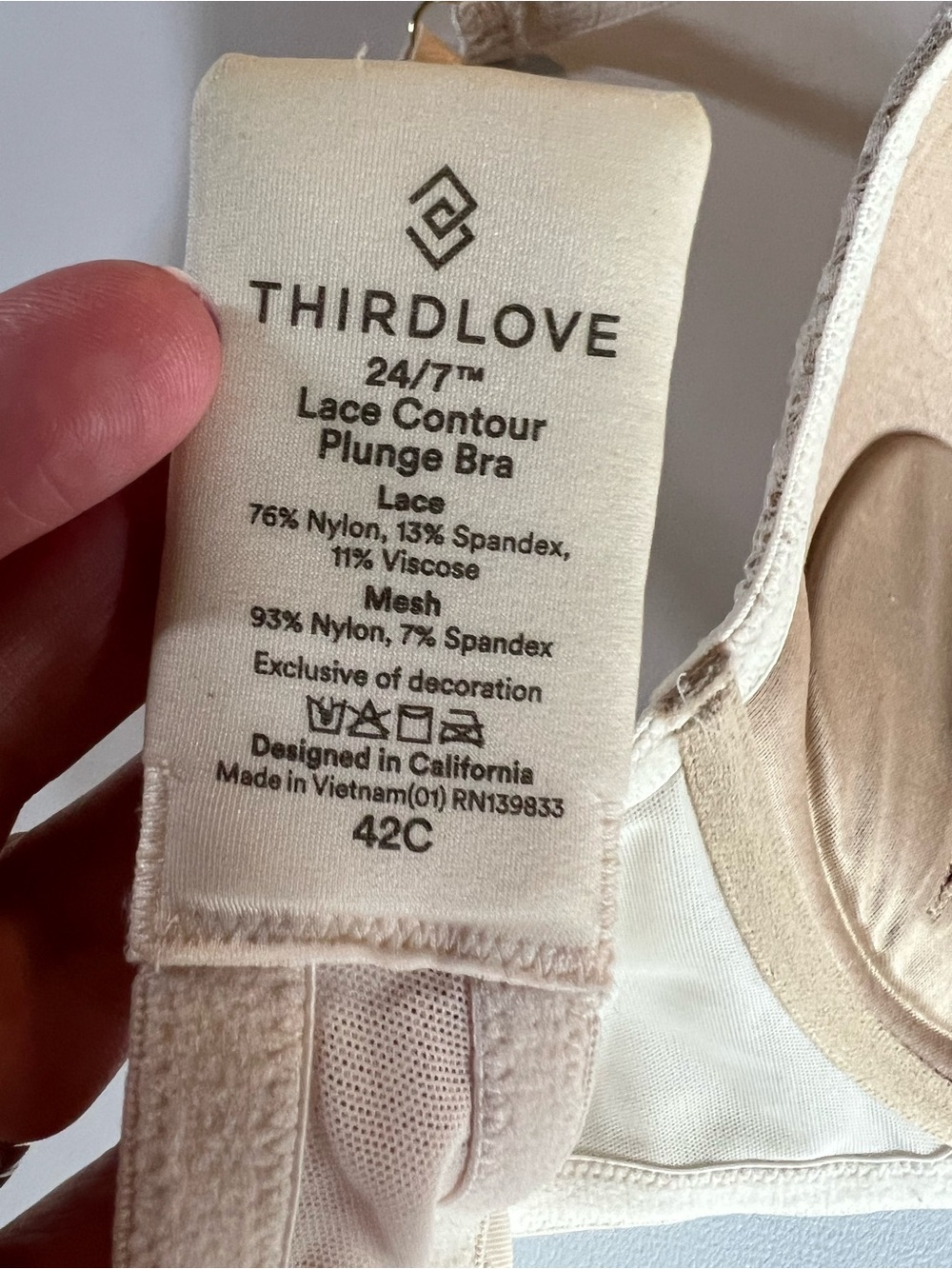 Third Love 24/7 Lace Contour Plunge Bra 42C - Picture 4 of 4